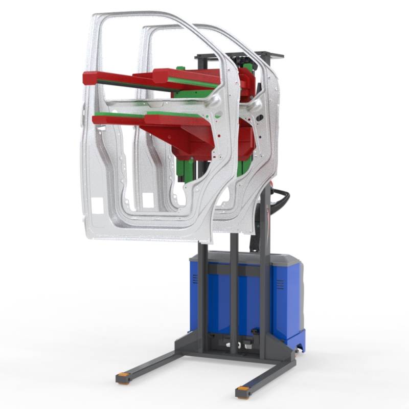 Sollevatore con pinza per manipolazione portiere auto